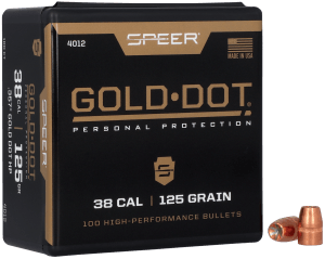 Speer Bullets 4012 Gold Dot Personal Protection 38 Caliber .357 125 GR Hollow Point (HP) 100 Box