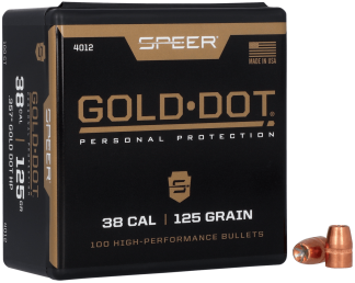 Speer Bullets 4012 Gold Dot Personal Protection 38 Caliber .357 125 GR Hollow Point (HP) 100 Box