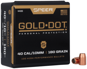 Speer Bullets 4406 Gold Dot Personal Protection 40 Caliber .400 180 GR Hollow Point (HP) 100 Box