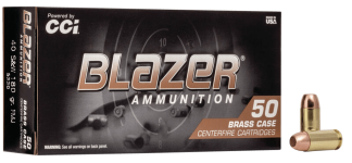 CCI 5220 Blazer Brass Handgun 40 S&W 180 gr Full Metal Jacket 50rd Box