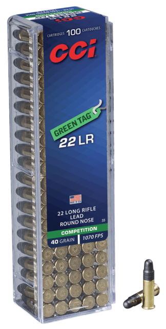 CCI 0033 Green Tag Competition 22LR 40gr Lead Round Nose 100rd Box