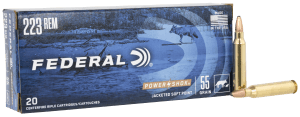 Federal 223A Power-Shok 223Rem 55gr Jacketed Soft Point 20rd Box