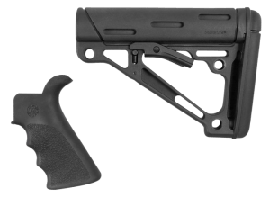 Hogue 15056 OverMolded Combo Kit Collapsible Black OverMolded Rubber Black Synthetic & Black Rubber Grip for AR15  M16 with Mil-Spec Tube (Tube Not Included)