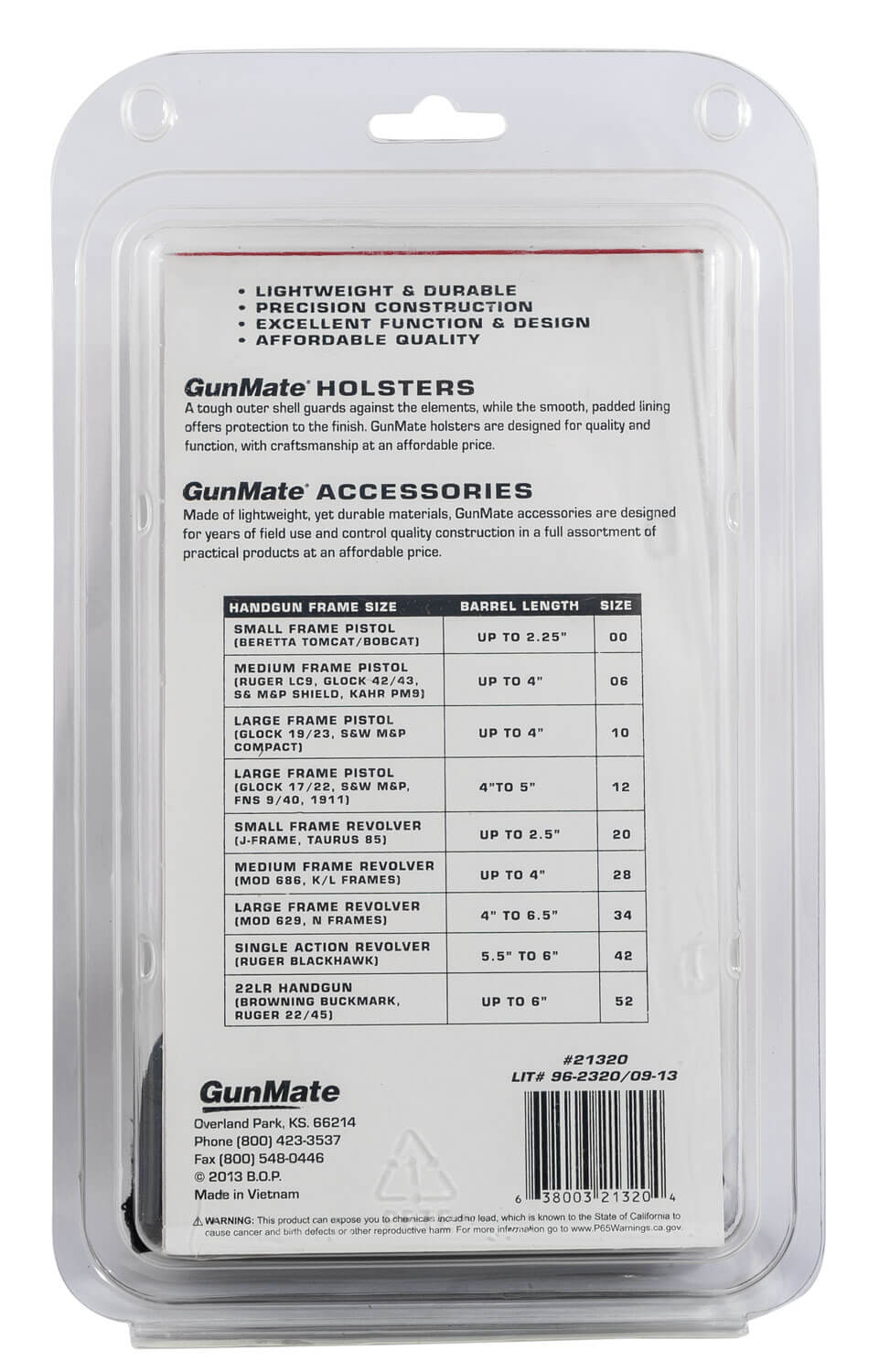 Uncle Mike's 21320 GunMate Holster IWB Size 20 Black Tri-Laminate Belt Clip Fits Sm Frame Revolver Fits Up To 2.50" Barrel Ambidextrous - Image 4