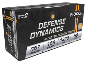 Fiocchi 357B Defense Dynamics 357 Mag 158 gr Jacket Hollow Point 50rd Box