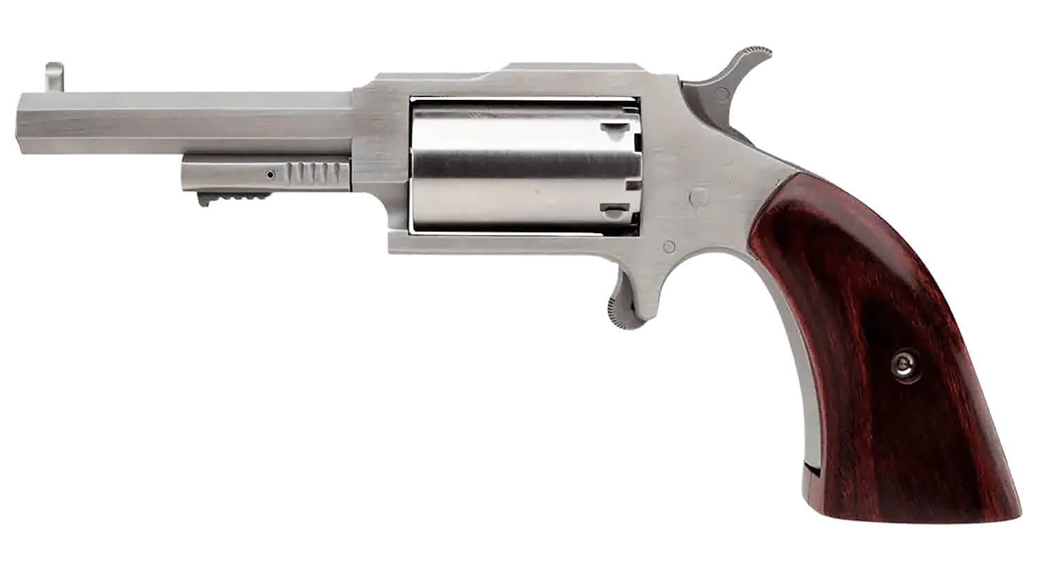 North American Arms 1860250 1860 Sheriff 22 WMR Caliber with 2.50" Barrel 5rd Capacity Cylinder Overall Stainless Steel Finish & Rosewood Boot Grip - Image 2