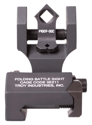 Troy Ind SSIGFBSTTBT00 Tritium Rear Folding BattleSight Round Black Hardcoat Anodized Folding for AR-15