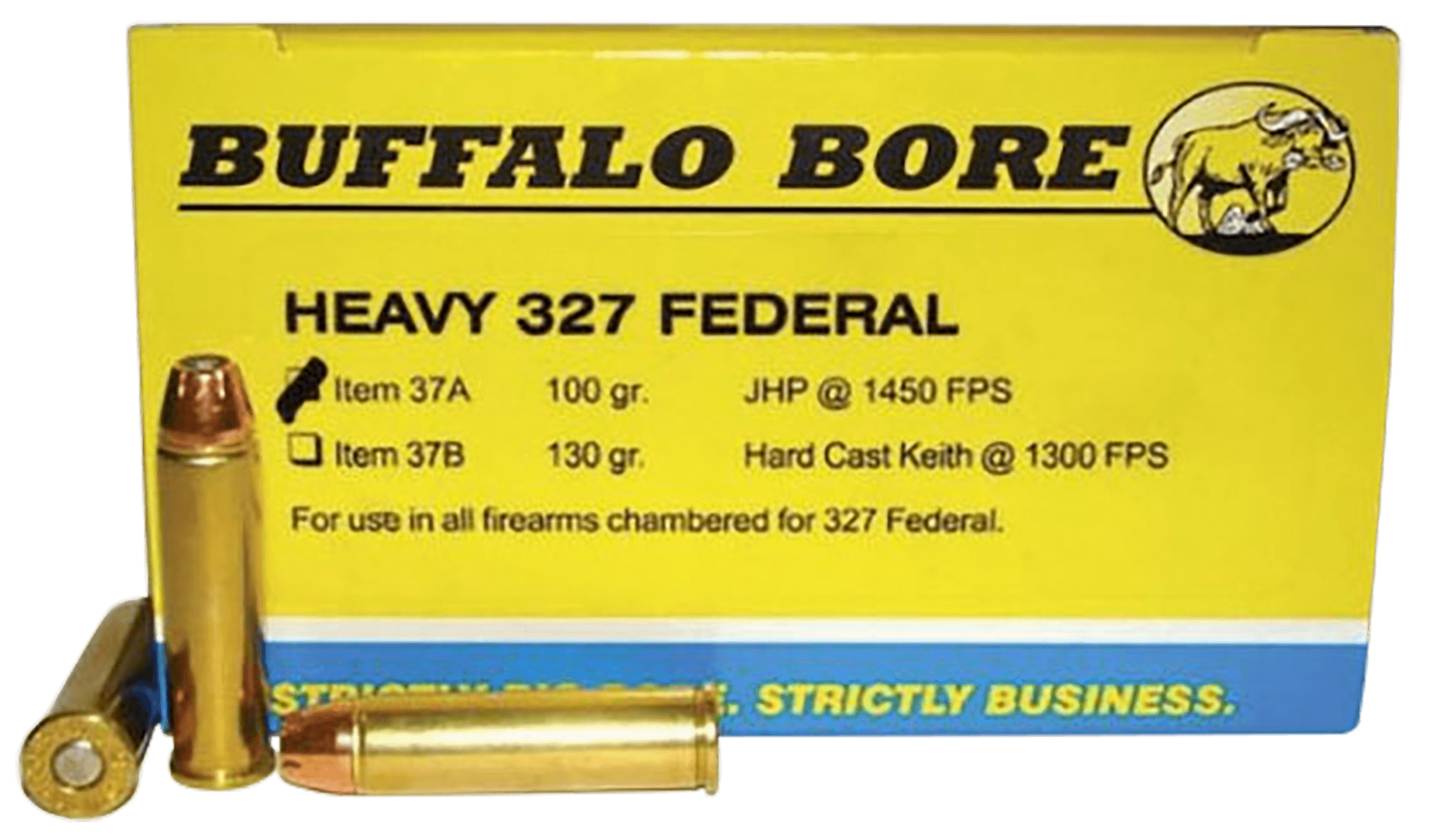 Buffalo Bore Ammunition 37A20 Heavy Strictly Business 327 Federal Mag 100 gr Jacketed Hollow Point (JHP) 20rd Box