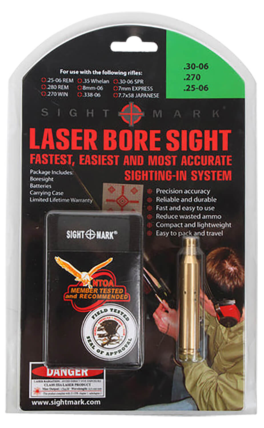 Sightmark SM39003 Boresight Red Laser for 30-06 Springfield 270 Cal 25-06 Rem Brass Includes Battery Pack & Carrying Case - Image 2