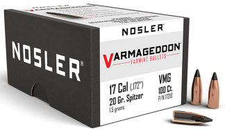 Nosler 17210 Varmageddon 17 Cal .172 20 gr Flat Base Tipped/ 100rd Box