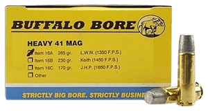Buffalo Bore Ammunition 16A20 Heavy Strictly Business 41 Rem Mag 265 gr Hard Cast Lead 20rd Box