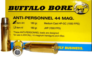 Buffalo Bore Ammunition 4H20 Anti-Personnel Strictly Business 44 Rem Mag 180 gr Medium Cast Hollow Point 20rd Box