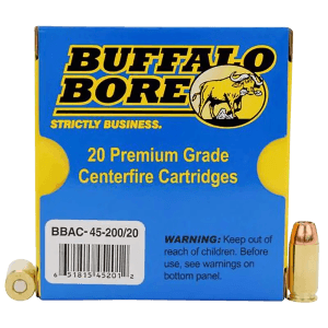 Buffalo Bore Ammunition 4520020 Personal Defense Strictly Business 45 ACP +P 200 gr Jacketed Hollow Point (JHP) 20rd Box