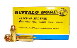 Buffalo Bore Ammunition 45185LF20 Buffalo-Barnes Strictly Business 45 ACP +P 185 gr Barnes TAC-XP Lead Free 20rd Box