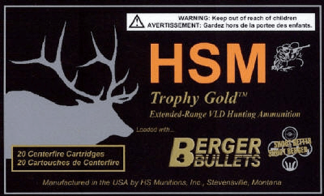 HSM 338WM300OTM Trophy Gold Extended Range 338 Win Mag 300 gr Berger Hybrid Tactical Open Tip Match (BHTOTM) 20rd Box