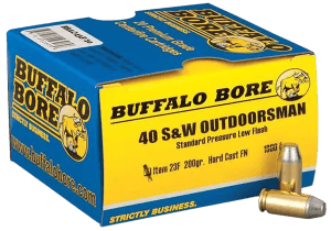 Buffalo Bore Ammunition 23F20 Outdoorsman Strictly Business 40S&W 200gr Hard Cast Flat Nose 20rd Box/12 Case