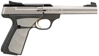 Browning 051483490 Buck Mark Camper *CA Compliant 22 LR 10+1 5.50" Tapered Bull Barrel Matte Stainless Serrated SS Slide Matte Black Aluminum Frame & Gray Overmolded Grips