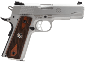 Ruger 6702 SR1911 Commander-Style 45 ACP 4.25" Barrel 7+1 Low-Glare Stainless Steel & Slide Hardwood Grip Skeletonized Trigger Manual Safety