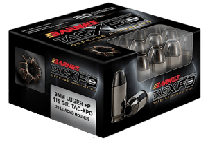 Barnes Bullets 21551 TAC-XPD Defense 9mm Luger +P 115 gr TAC-XP 20rd Box