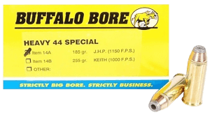 Buffalo Bore Ammunition 14A20 Heavy Strictly Business 44 S&W Spl 180 gr Jacket Hollow Point 20rd Box