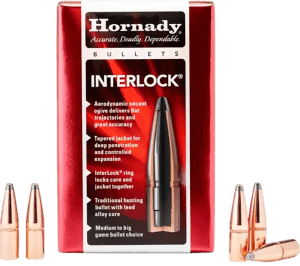 Hornady 3033 InterLock 30 Cal .308 150 gr Boat Tail Soft Point 100rd Box/ 15 Case