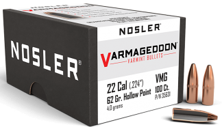 Nosler 35631 Varmageddon 22 Cal .224 62 gr Flat Base Hollow Point