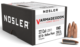 Nosler 36522 Varmageddon 22 Cal .224 62 gr Flat Base Hollow Point/ 250rd Box