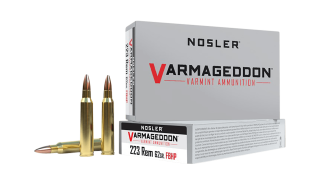 Nosler 40223 Varmageddon Varmint 223 Rem 62 gr Flat Base Hollow Point (FBHP) 20rd Box