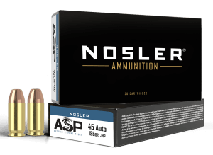 Nosler 51271 Assured Stopping Power Target 45 ACP 185 gr Jacketed Hollow Point (JHP) 50rd Box