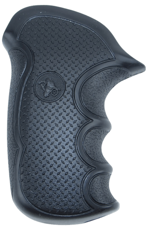 Pachmayr 02474 Diamond Pro Grip Diamond Checkering Black Rubber with Finger Grooves for Taurus Compact Public Defender