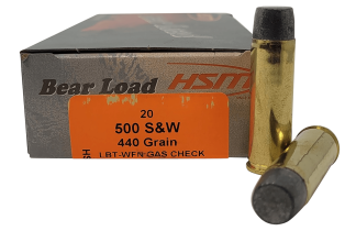 HSM 500SW6N Bear Load  500 S&W Mag 440 gr Wide Flat Nose 20rd Box
