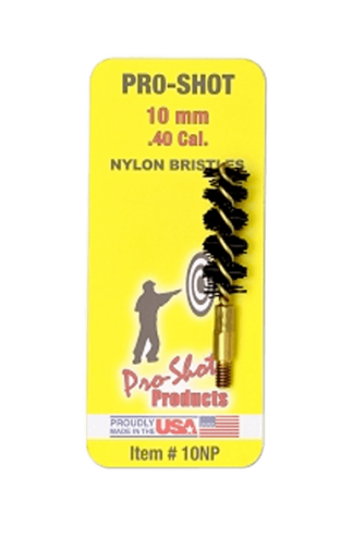 Pro-Shot 10NP Bore Brush  .40/ 10mm Cal Pistol #8-32 Thread Nylon Bristles Brass Core