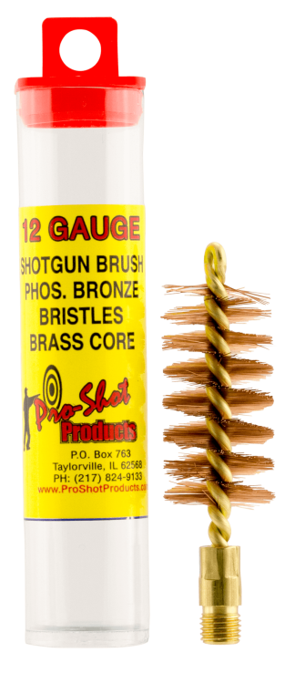 Pro-Shot 12S Bore Brush  12 Gauge Shotgun #5/16-27 Thread Bronze Bristles Looped Tip Brass Core