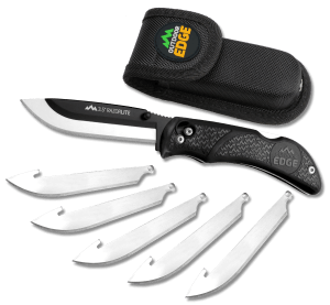 Outdoor Edge RL10C RazorLite 3.50" Folding Plain Black Oxide 420J2 SS Blade TPR Black Handle