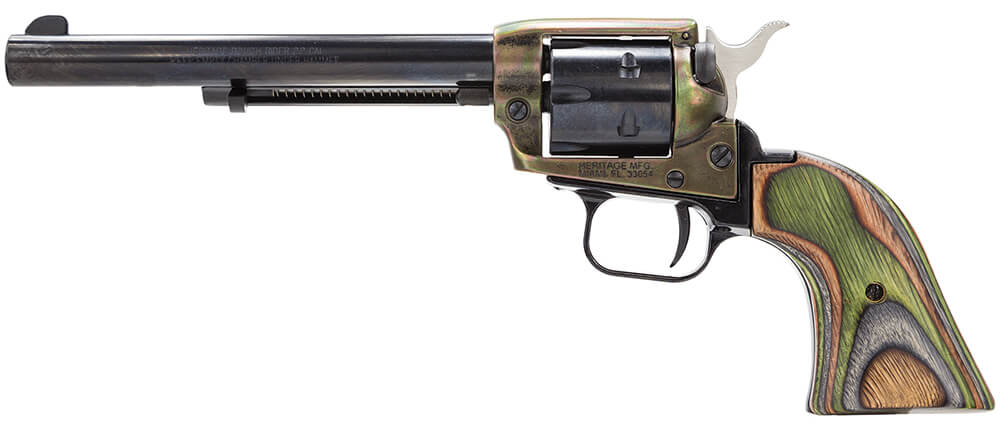 Heritage Mfg RR22CH6 Rough Rider 22 LR 6 Shot 6.50" Black Oxide Barrel Simulated Case Hardened Frame Black Oxide Cylinder Camo Laminate Grips - Image 2
