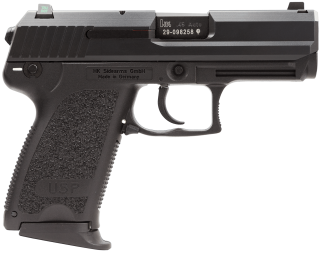 HK 81000343 USP Polymer Frame 45 ACP 8+1 3.78" Polygonal Rifled Barrel Black Serrated Slide Black Polymer Frame Black Polymer Grip Ambidextrous