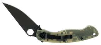 Spyderco C36GPCMOBK Military 4" Folding Modified Clip Point Plain Black DLC CPM S30V SS Blade Camo G10 Handle Includes Pocket Clip