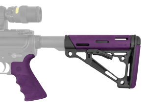 Hogue 15655 OverMolded 2-Piece Kit Purple OverMolded Rubber Black Synthetic Collapsible for AR-15 M16 M4