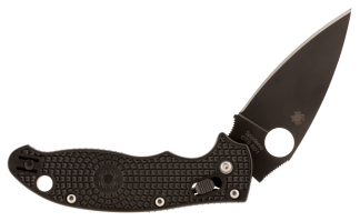 Spyderco C101PBBK2 Manix 2 Lightweight 3.37" Folding Drop Point Plain Black DLC BD1 Steel Blade Black FRCP Handle Includes Pocket Clip