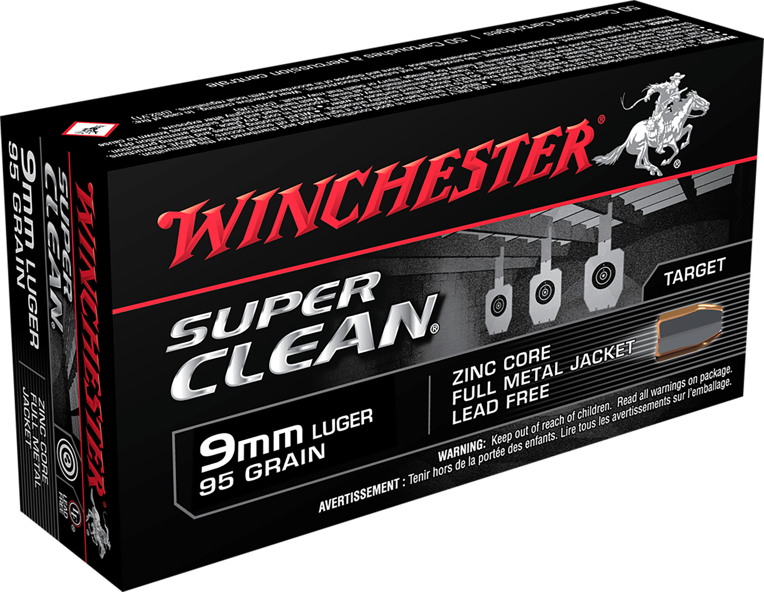 Winchester Ammo W9MMLF Super Clean 9mm Luger 95 gr Lead Free Full Metal Jacket 50rd Box