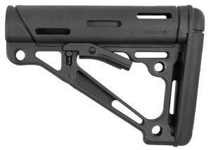 Hogue 15050 OverMolded Collapsible Buttstock Black OverMolded Rubber Black for AR15 M16 M4 with Commercial Tube (Tube Not Included)