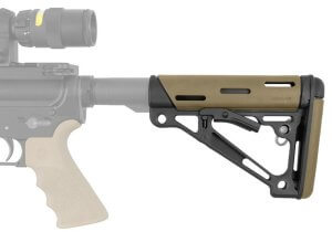 Hogue 15350 OverMolded Collapsible Buttstock Tan OverMolded Rubber Black Synthetic AR-15 M16 M4
