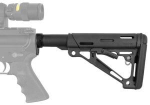 Hogue 15045 OverMolded Collapsible Buttstock Black OverMolded Rubber Black & Mil-Spec Tube for AR15 M16 M4