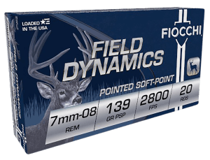 Fiocchi 7MM08B Field Dynamics Rifle 7mm-08 Rem 139 gr Pointed Soft Point (PSP) 20rd Box