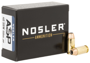 Nosler 51283 Assured Stopping Power Handgun 40 S&W 150 gr Jacket Hollow Point 20rd Box
