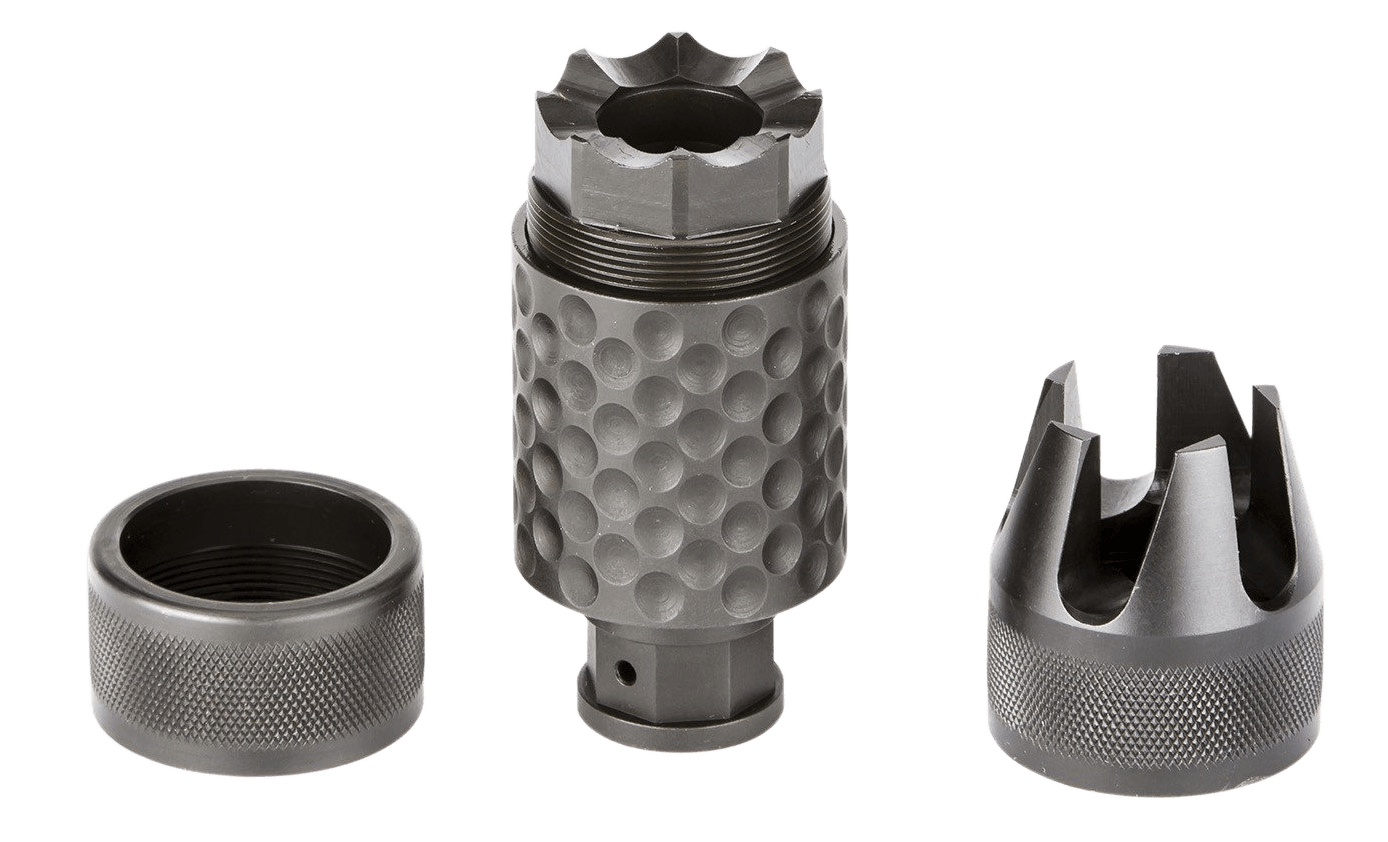 Spikes Tactical SAKB0100 Barking Spider2 Muzzle Brake Black Nitride 4140 Chromoly Steel with 1/2-28 tpi Threads 3.75" OAL & 1.40" Diameter for 5.56x45mm NATO"